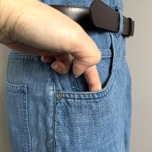 Vintage Jones New York 100% Linen Sleeveless Shirt Dress - 10, looks like denim! - Picture 5 of 9